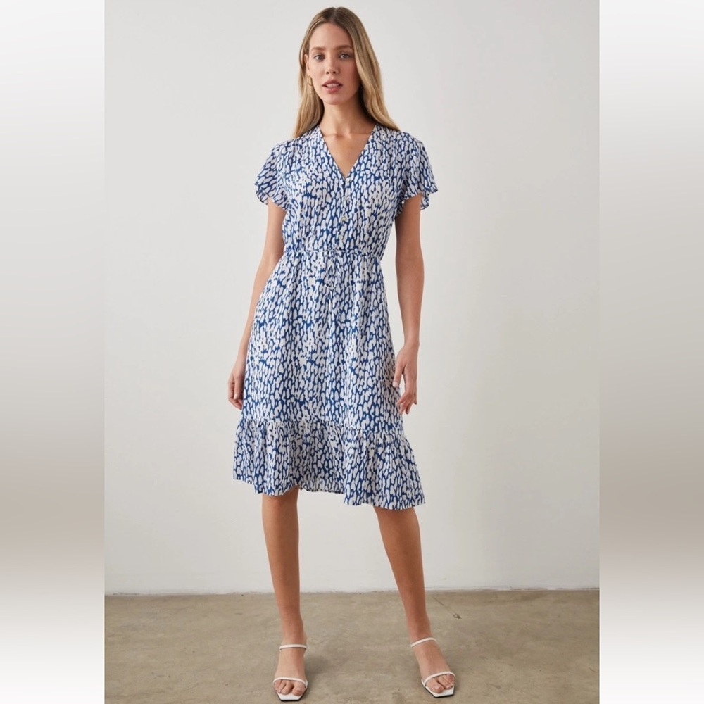 Rails Kiki Dress Size XS In Cobalt Static Leopard Print EUC